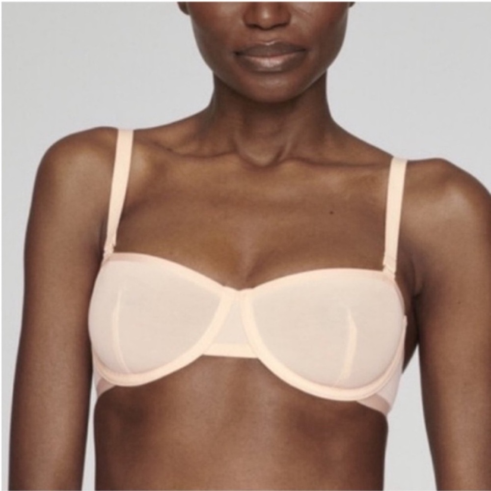Cuup The Balconette Mesh Bra in Blush SZ 30B NWOT